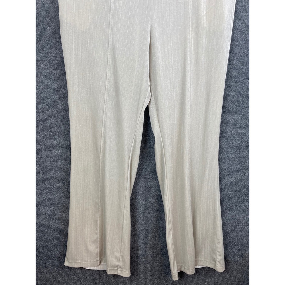 LuLaRoe Luxe Wide Leg Pants Womens XL Champagne Beige Excellent Shimmer Pleated - Picture 3 of 10